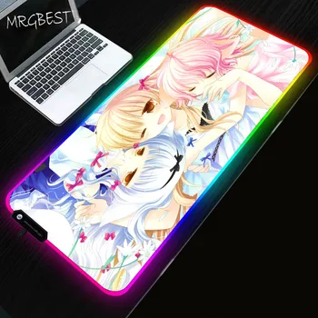 

MRGBEST Cute Girl Anime Pro Zero Game Computer RGB Large Non-slip Rubber Mouse Pad Computer Desk LED Backlit 7color Game Mat Xxl