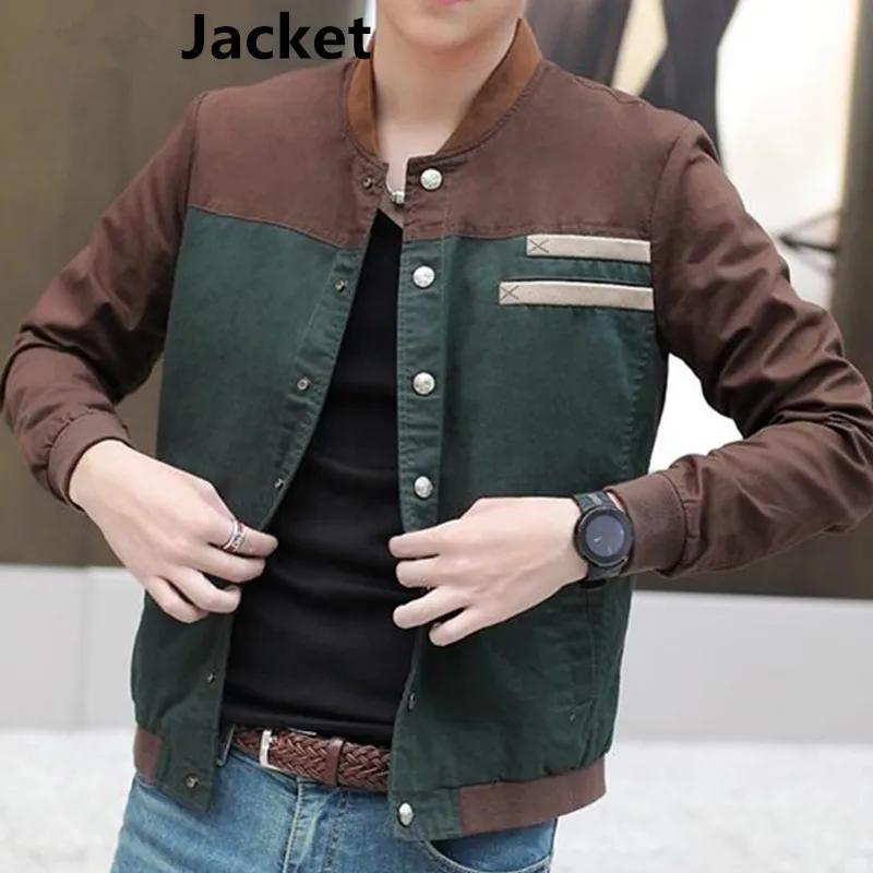 

2019 NEW Spring and autumn Korean edition trend slim handsome casual matching color jacket large size baseball clothes