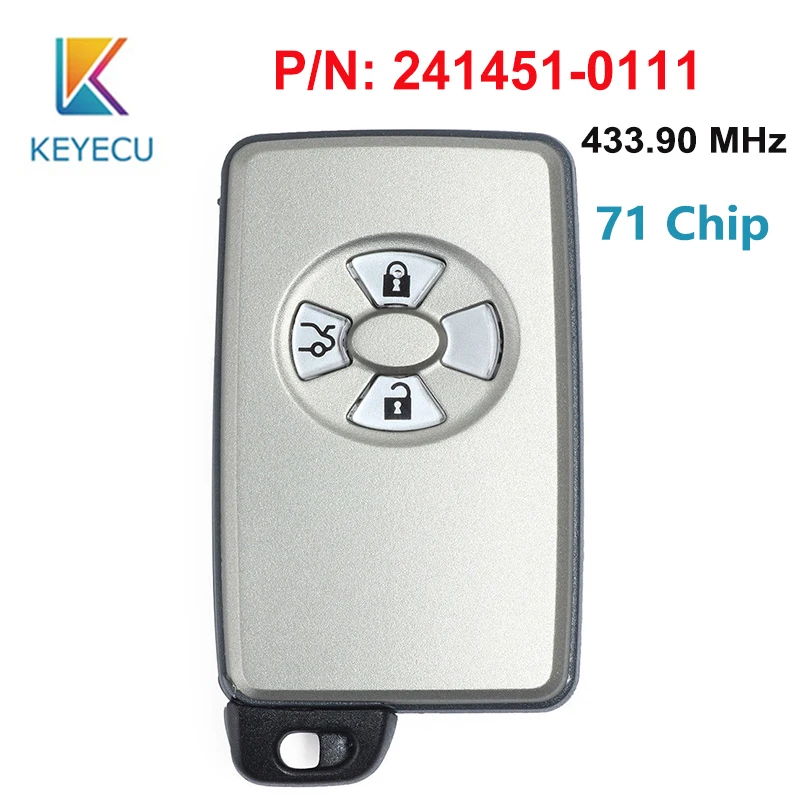 KEYECU для TOYOTA RV4 Yaris Corolla 2005 2006 2007 2008 2009 2010 умный дистанционный ключ 3 кнопки 433,90 МГц 71 чип P/N: 241451-0111
