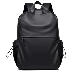 The new 14-inch computer backpack fashion trend simple solid color travel backpack large capacity student school bag