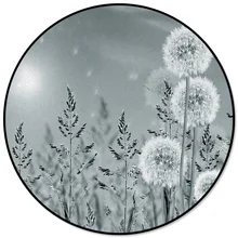 Круглый ковер с изображением серого одуванчика для гостиной, декоративные коврики для детской комнаты, коврики для спальни, современные коврики