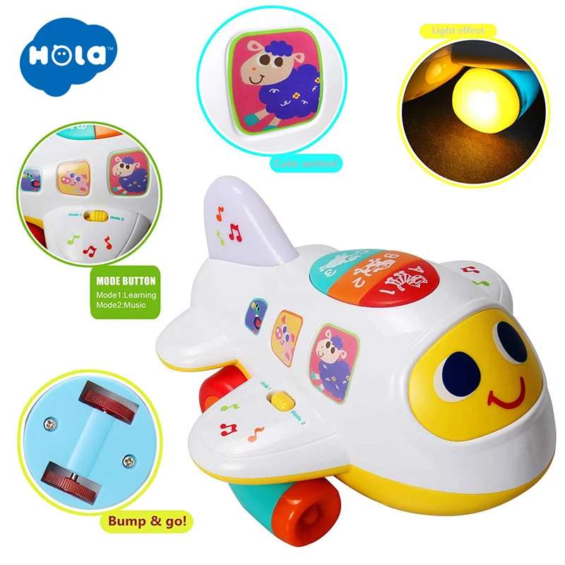 

HUILE TOYS 6103 Baby Toys Electronic Airplane Toy with Light & Music Kids Early Learning Educational Toy for Children 12 month+
