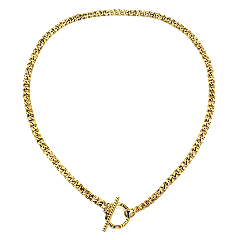 トラヴィスワーカー　OVAL LINK NECKLACE WITH T-BAR Women's Oval Link T-Bar Chain Necklace Gold | VIRAGE London