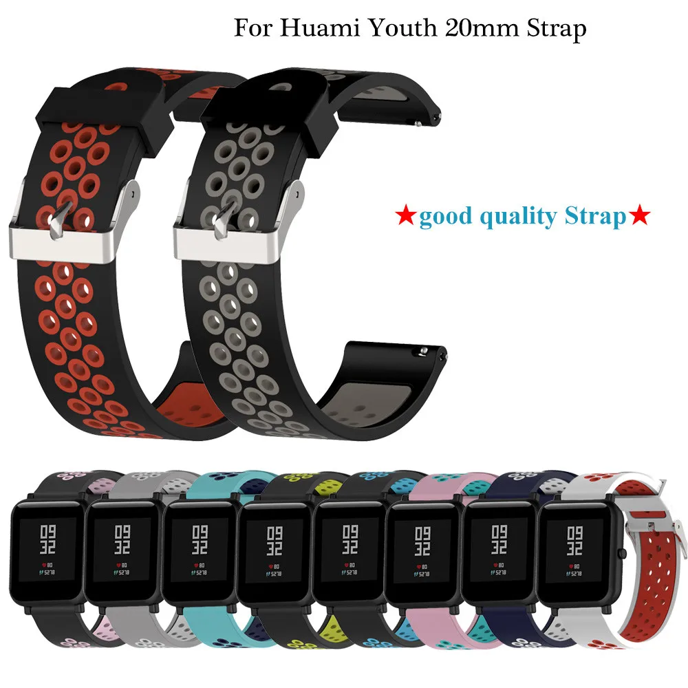 20 мм силиконовый ремешок для часов huami Xiaomi Amazfit bip Galaxy watch активный 22 samsung 46 gear S3 band |