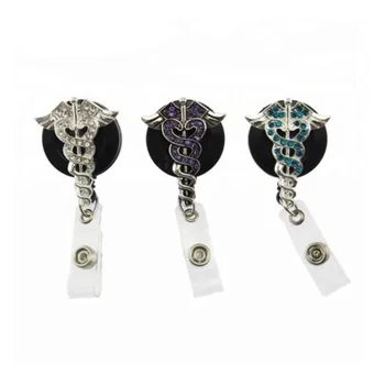 

Retractable Sparkly Rhinestone Nurse Medical Doctor Symbol RN Badge Pull Reel Clip Holder Office Supplier