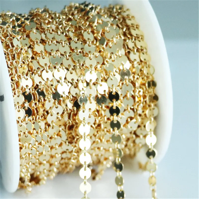 14K Gold Filled 4mm Runde Pailletten-Scheibenkette DIY Halskette Goldschmuck Minimalistische Gold Filled Kette DIY Schmuck – Detail 11