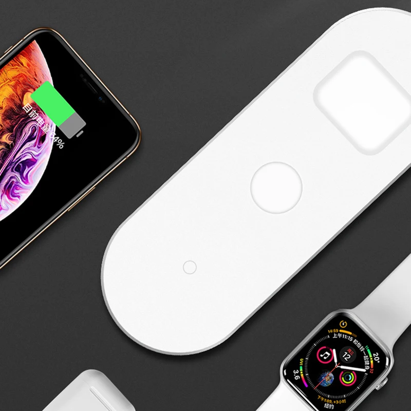 3 в 1 Qi Беспроводное зарядное устройство для Apple Watch 5 4 AirPods 10 Вт быстрая