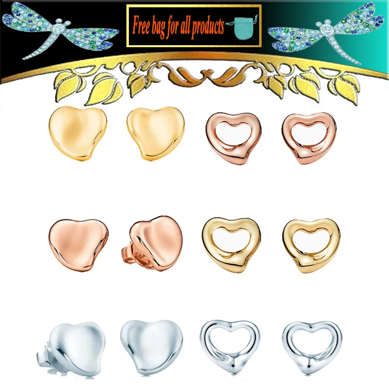 

Woman Earring Sterling silver S925 Jewelry Heart-shaped Cutout accessories Geometric heart shape Valentine's Day gift