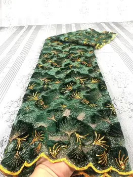 

newest french net lace sequins fabric embroidered with stones 5 yards/piece african lace nigerian velvet fabrics for sewing