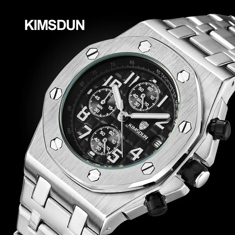 

KIMSDUN Top Brand Men Watches Hot Style Men's Sport Watch Fashion Steel Band Multi-Function Waterproof Quartz Watch Reloj Hombre