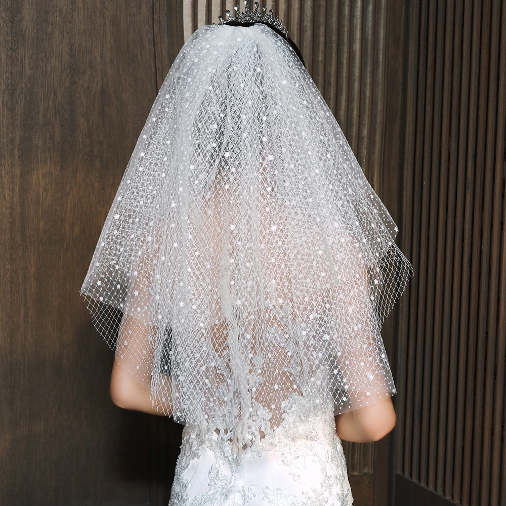 

Wedding Veil Four-Layer Short Wedding Veils with Comb Snowflake Bridal Veil
