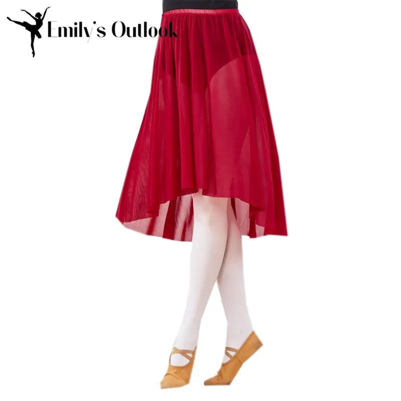 Women's Elastic Waist Ballet Mesh Tulle Midi Skirt Sexy Transparent Solid Sheer Flowy Dancer Basic Wear Black | Тематическая