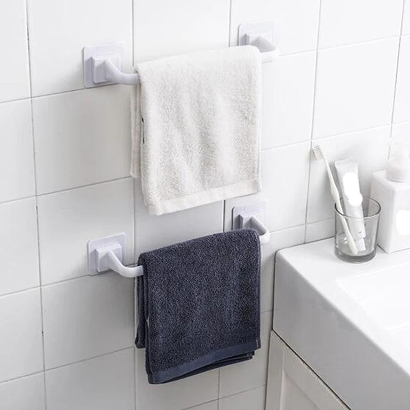 

24CM Self Adhesive Wall Mounted Bathroom Towel Bar Shelf Rack Holder Slipper Toilet Roll Paper Hanging Hanger