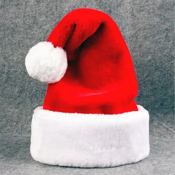 

Luxury Plush Christmas Hats Thicken Warm Adult Big Hair Ball Santa Hats Christmas Decoration Children Gift Christmas Party
