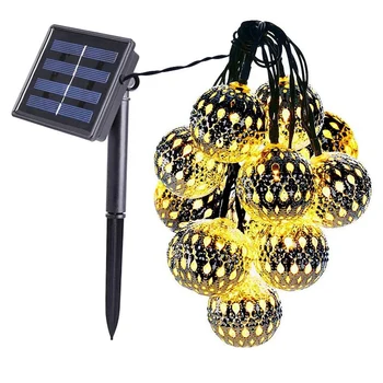 

LED Solar String Lights 30 Moroccan Balls Warm White 21.3Ft Fairy String Lights for Outdoor Camping Garden Decoration