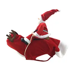 Одевания седловидные Рождественская одежда с принтом в виде собак теплые сапоги для верховой езды забавные Санта Клаус домашнего питомца