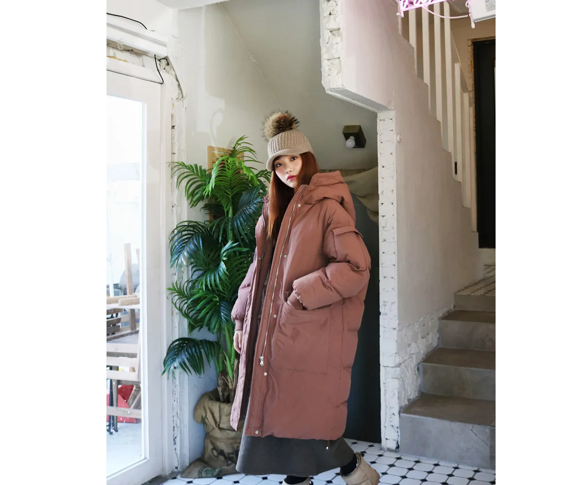 

Down Coat Women's Mid-length 2018 New Style Students Korean-style Loose-Fit BF Harajuku Cotton-padded Clothes Thick down Jacket
