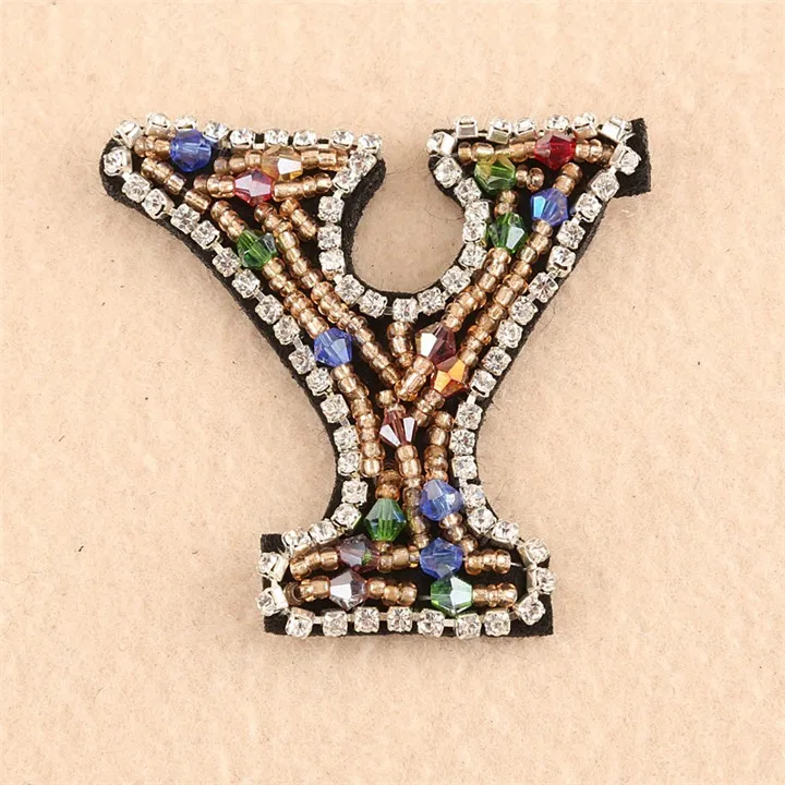 6  Fashion Crystal Patches For Clothing Badge DIY Iron On letters Patch Sewing Accessories A-Z Rhinestone English Alphabet Patches