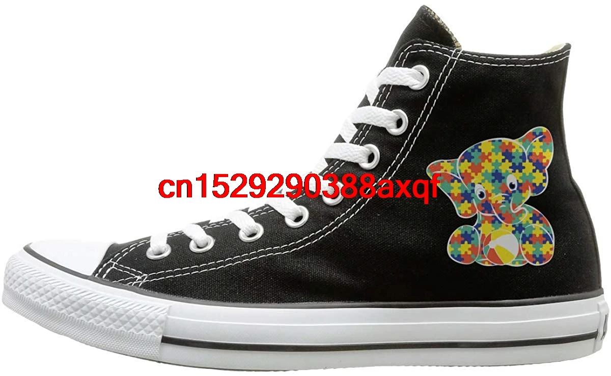 

Men's Women's Custom High Top Lace Up Canvas Shoe,Autism Awareness Elephant Trainers Sneaker for Boys Girls