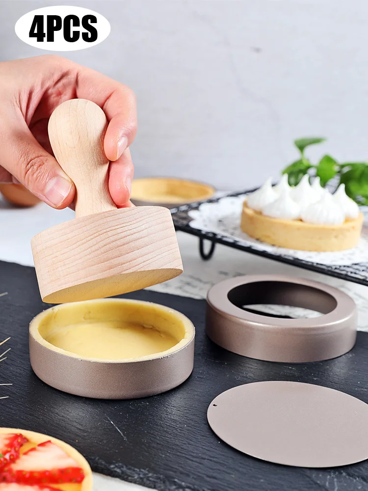 

4pcs Cake Mold Loose Bottom Mini Round Shaped Mousse Cake Mold Stainless Steel Mousse Cake Rings Mold Kitchen Baking Tools