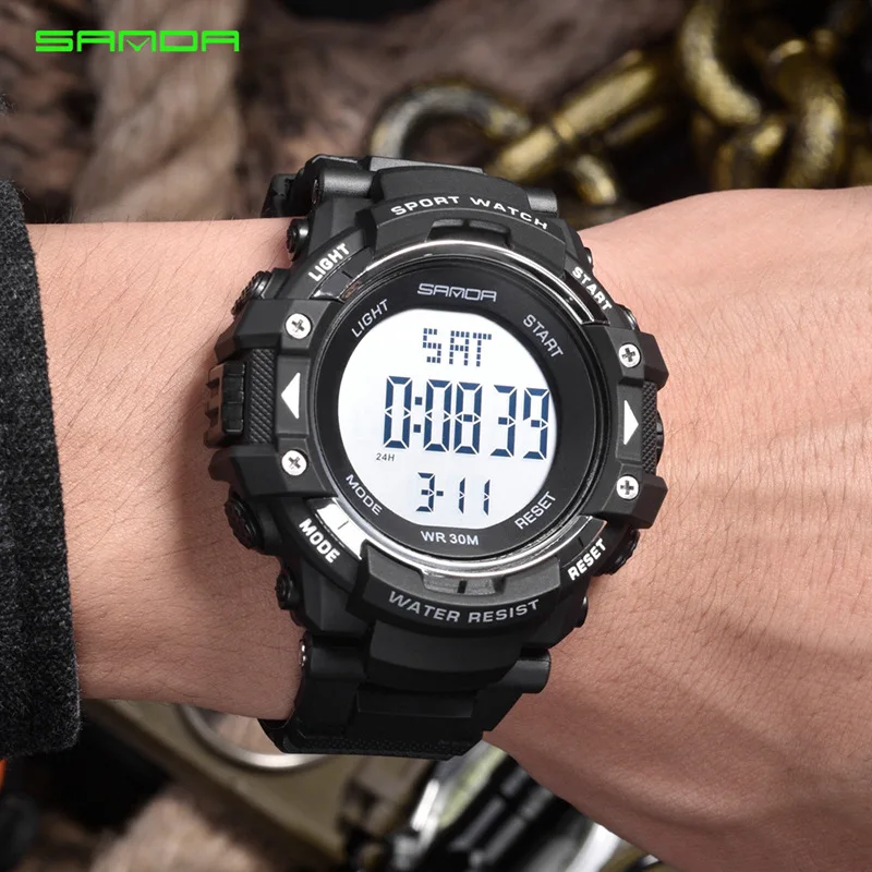 

Leisure Outdoor Sport Watch Men Waterproof Luminous Electronic Watch Anti-Riot Acrylic Mirror Digital Wristwatch Montre Homme
