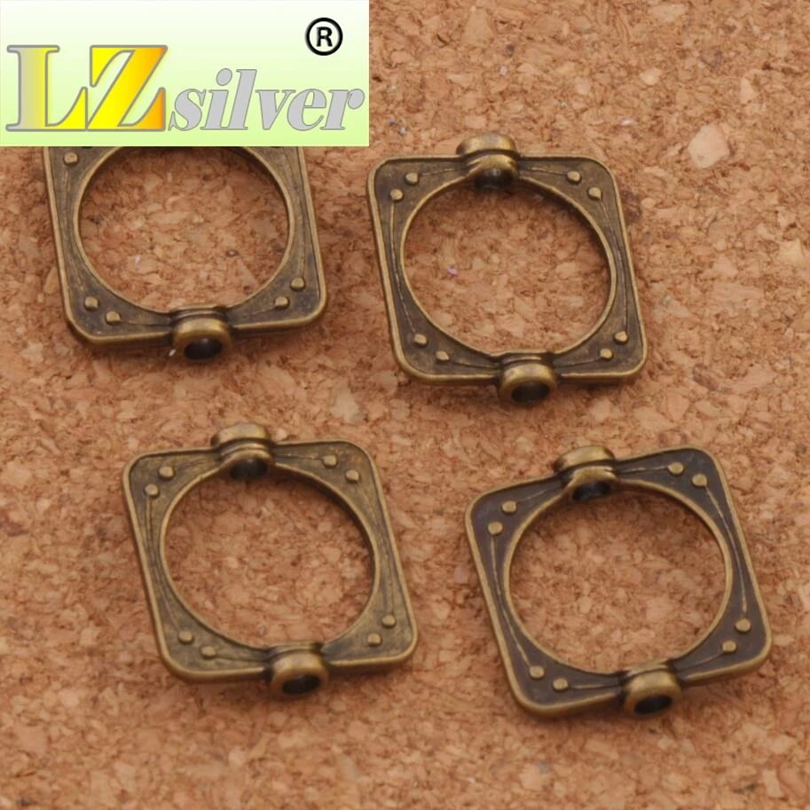 Square Bead Frame Charm Beads 14x15.35mm 300PCS zinc alloy Bronze Pendants Jewelry DIY L764