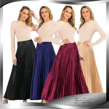 Женская длинная Плиссированная юбка с высокой талией, Осень-зима, Юбки принцессы, скромные мусульманские низ, длина по щиколотку, вечерние, Eid, Исламская одежда