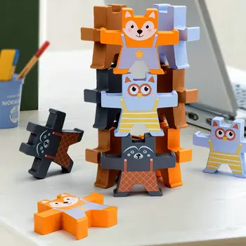

Balance blocks Wooden toys bears models12pcs Educational children blocks toy 2-4 Years Model Building Kits Figurines Baby gifts