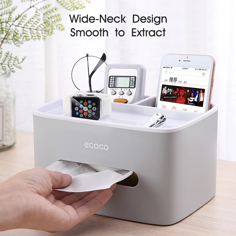 Multifunctional Facial Tissue Box Cover Napkin Holder Dispenser Storage Case Kitchen Car Organizer Tray for Desk Office Home