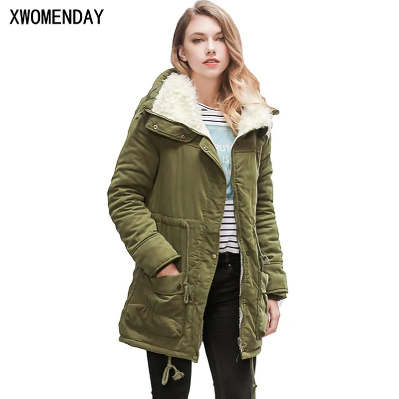 

2019 Winter Thick Cotton Padded Warm Cotton Parkas Women Slim Snow Outwear Medium-long Wadded Jacket Cotton Coat Plus Size 3XL