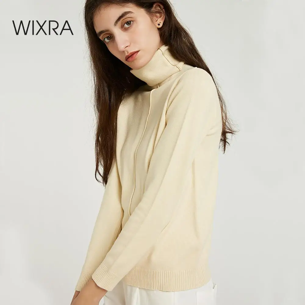 Wixra Women Slim Sweaters And Pullovers 2019 Autumn Winter Basic Turtleneck Solid Soft Warm Knitted Sweater | Женская одежда