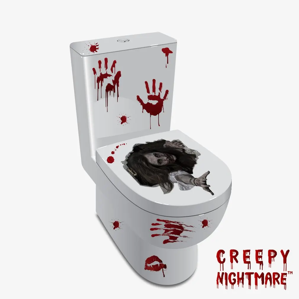 

Environmental Protection Waterproof PVC Halloween Horror Toilet Stickers Wailing Female Ghost Horror Toilet Stickers