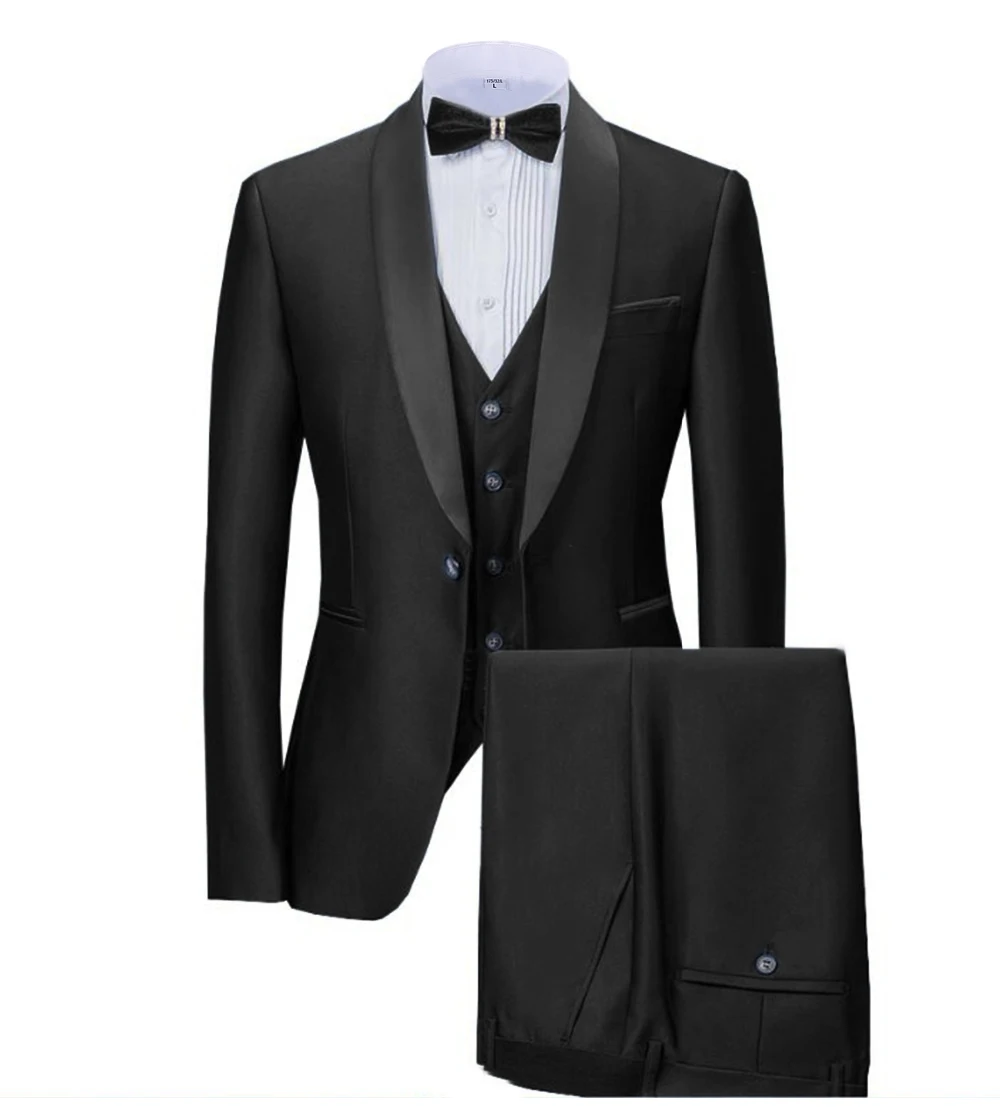 Black Tuxedo Mens Groom  Tuxe Brand Blazer  casual Slim Fit suit jacket male coat  plus suit size S-5XL custom suit