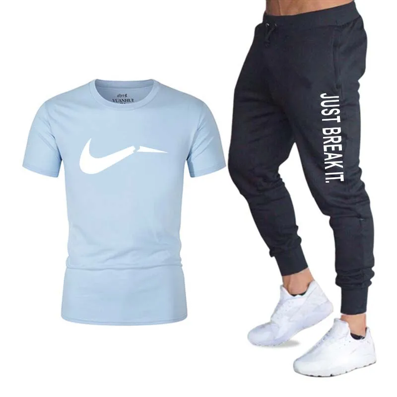 men'sBrand спортивной мужской костюм Бег футболка дамы спортивные костюмы+ летние туфли для бега трусцой фитнес-брюки спортивные - Цвет: Photo Color 13