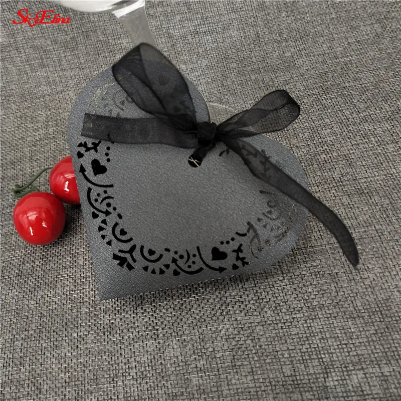 10 шт. бутик любовь сердце украшение коробки для конфет Драже свадьба подарочные коробки коробка шоколада для гостей вечерние принадлежности - Цвет: Black