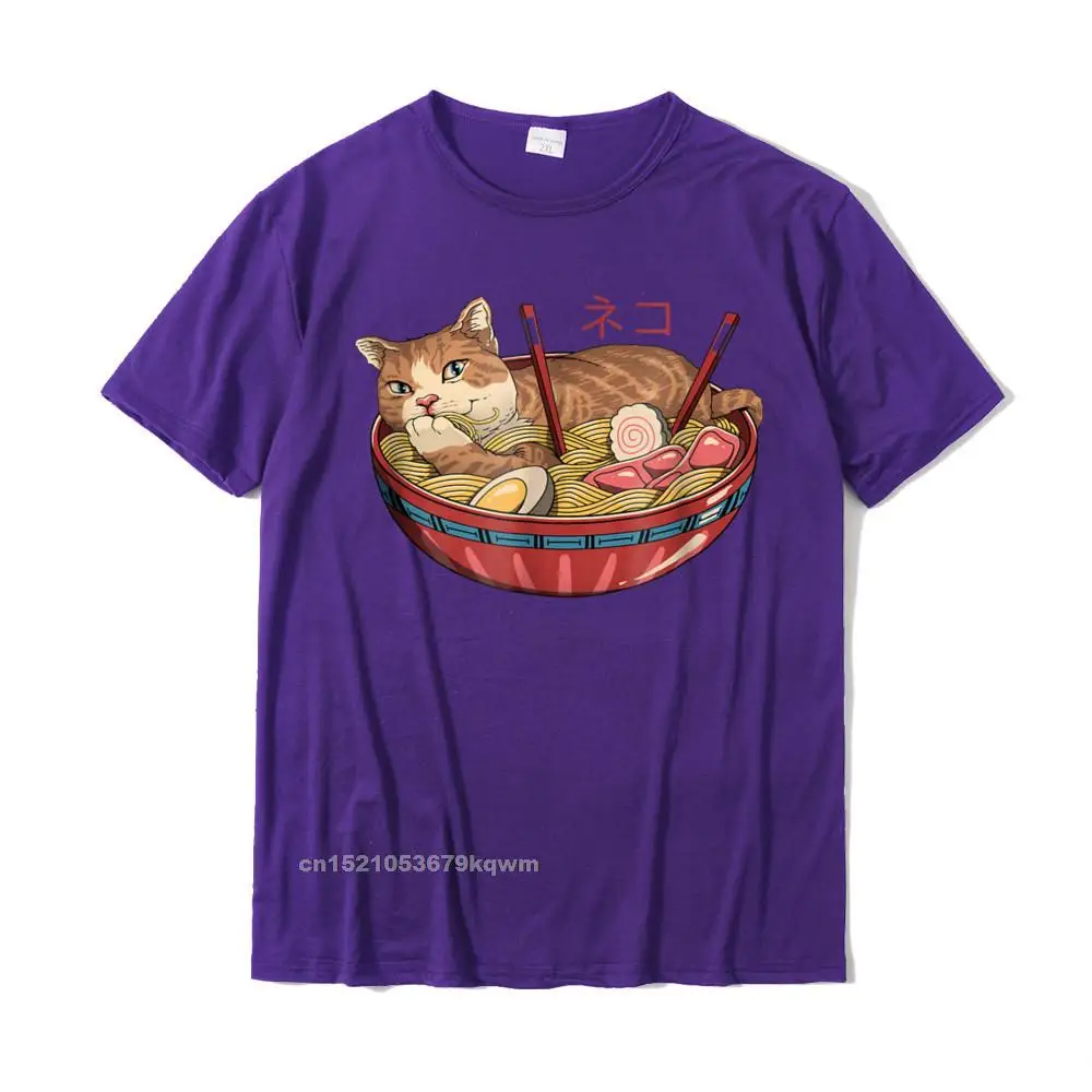 Cute Neko Ramen v2 T-Shirt__3228 Casual T-shirts for Men 100% Cotton NEW YEAR DAY Tops T Shirt Tops Shirts Brand New Crew Neck Cute Neko Ramen v2 T-Shirt__3228 purple