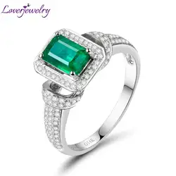 LOVERJEWELRY кольца для женщин Сплошной 1.76CT 14Kt из белого золота с бриллиантами прямоугольник обручальное кольцо с изумрудом хорошее качество