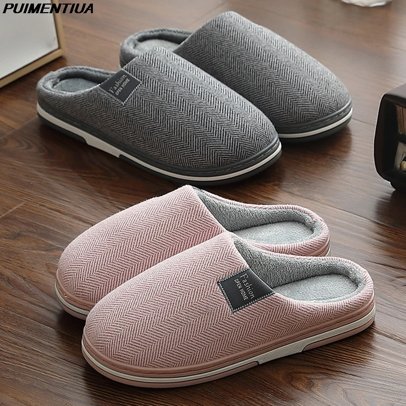 Zapatillas de invierno para hombre y mujer, zapatos cálidos de piel para el hogar, mocasines informales de algodón a la moda, sin cordones, envío directo