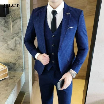 

Best man groom wedding dress suit suit men's three-piece Korean youth handsome British wind slim suit