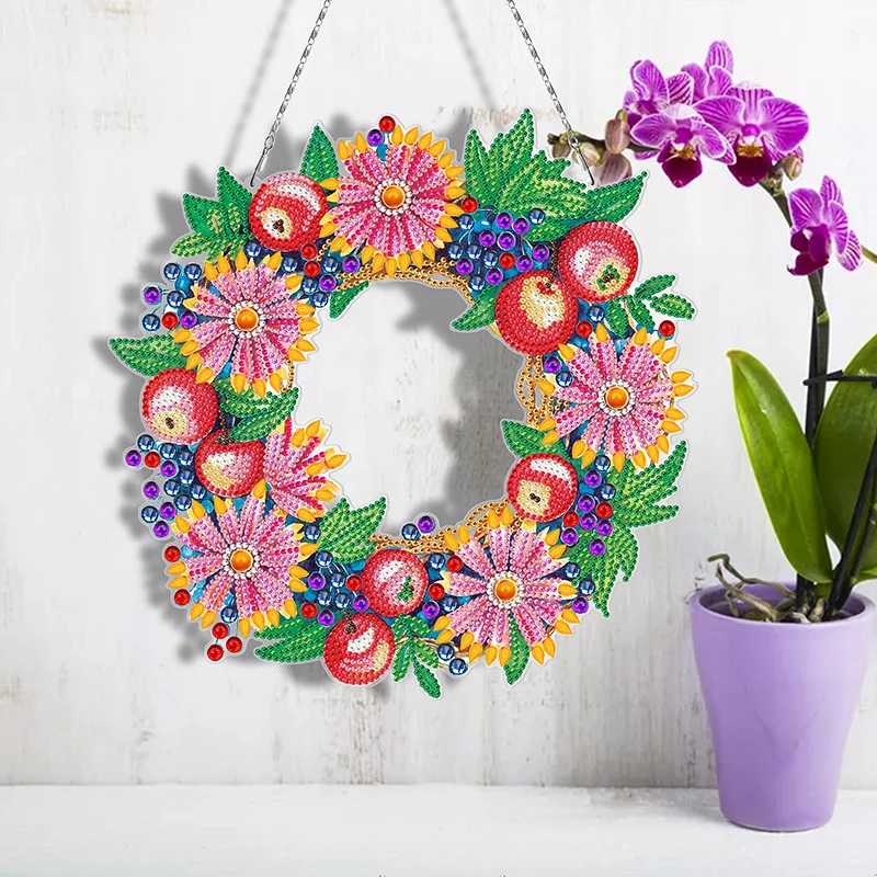 DIY Diamond Painting Wreath Birds and Flowers Special Shaped Drill Diamond Embroidery Mosaic Art Crafts Home Wall Door Decor