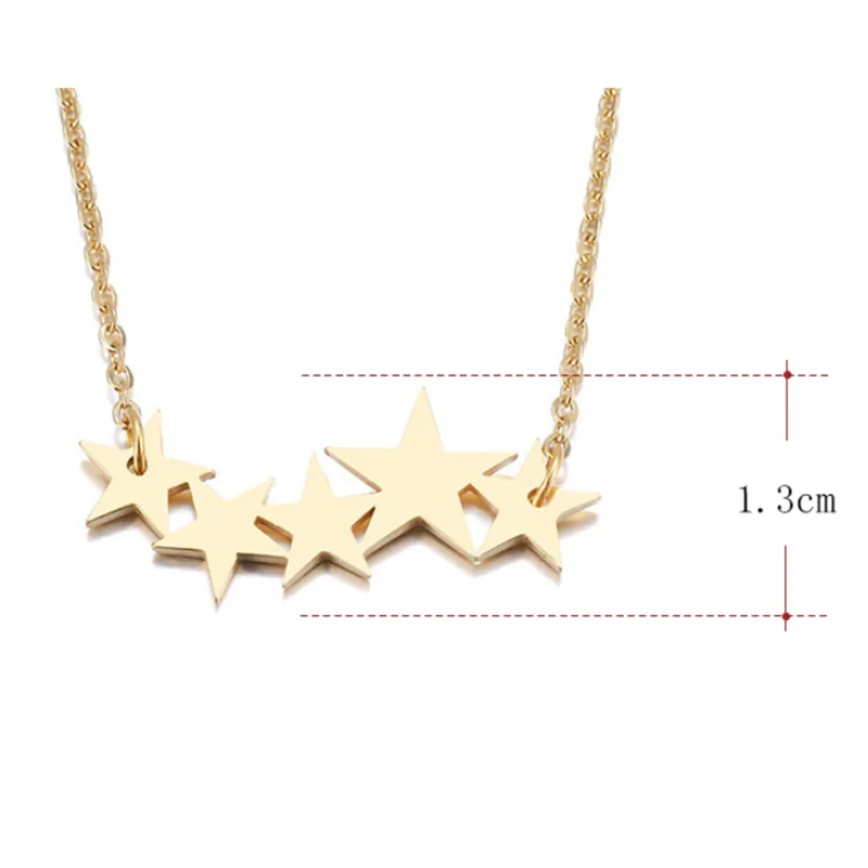 Five Star Women Necklace Personalized Rollo Chain Shinny Star Pendant Jewelry Necklace in Choker