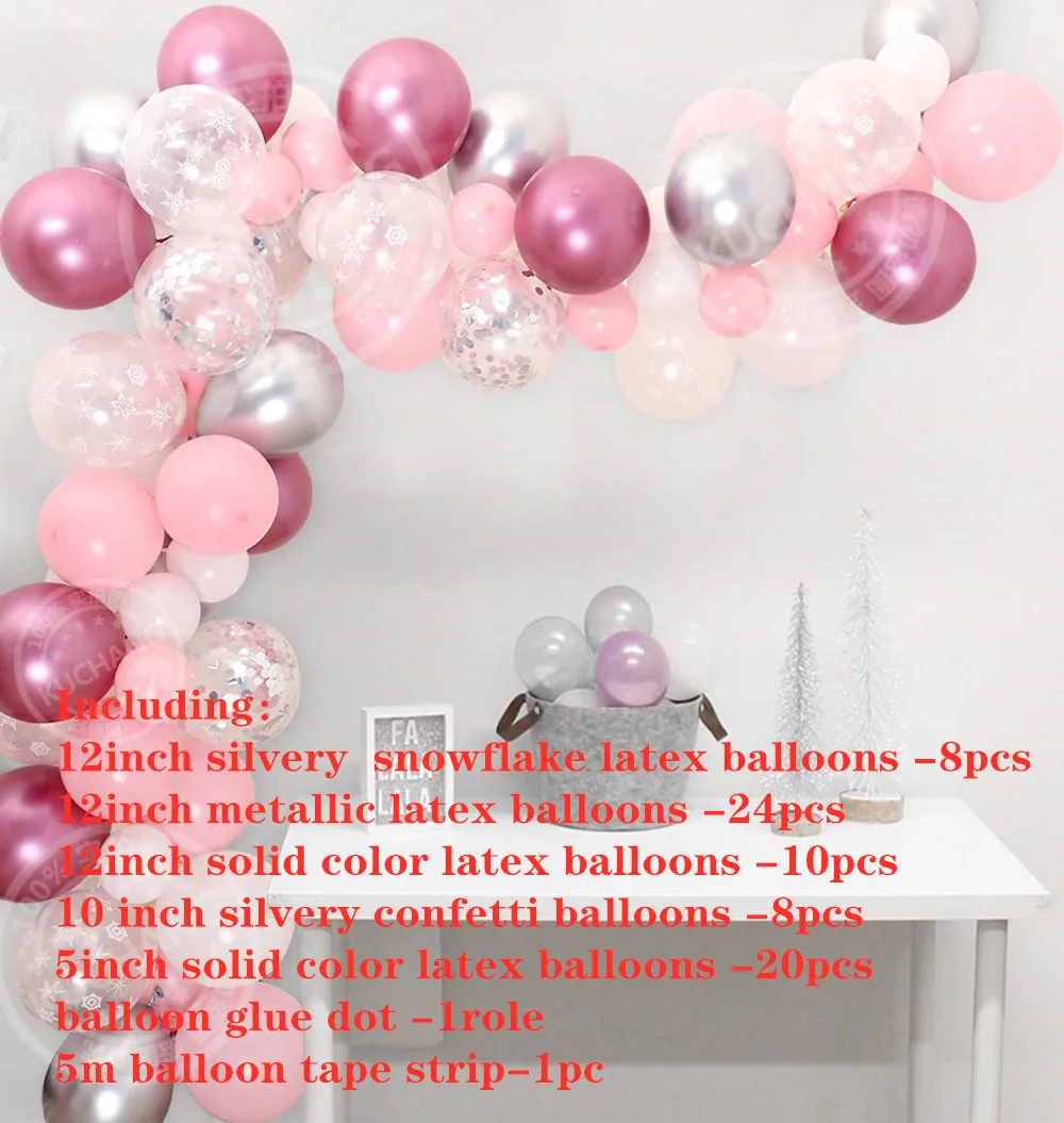 72pcs Snowflake Balloon Garland Arch kit for Winter Wonderland, Christmas, Baby Shower Princess Birthday Party Decoration - Цвет: set 3
