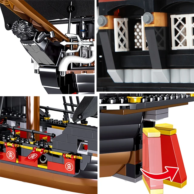 Kids Toys Ship Pirate Model MOC Bricks The Eternity Pirates Boats Building Blocks Ideas Series Boat Bricks Boys Birthday Gifts 5