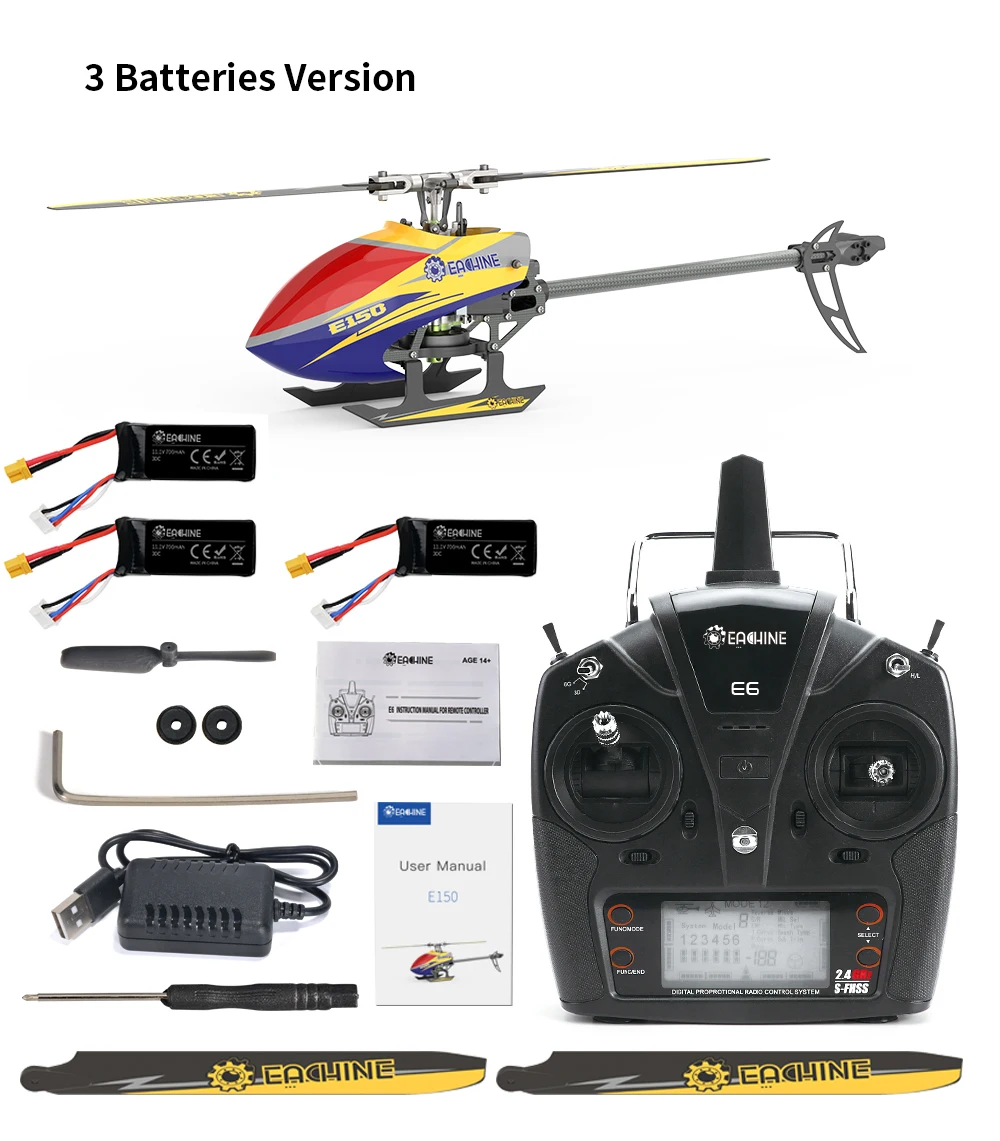 Eachine E150 RC Helicopter 2.4G 6CH 6-Axis Gyro 3D6G Dual