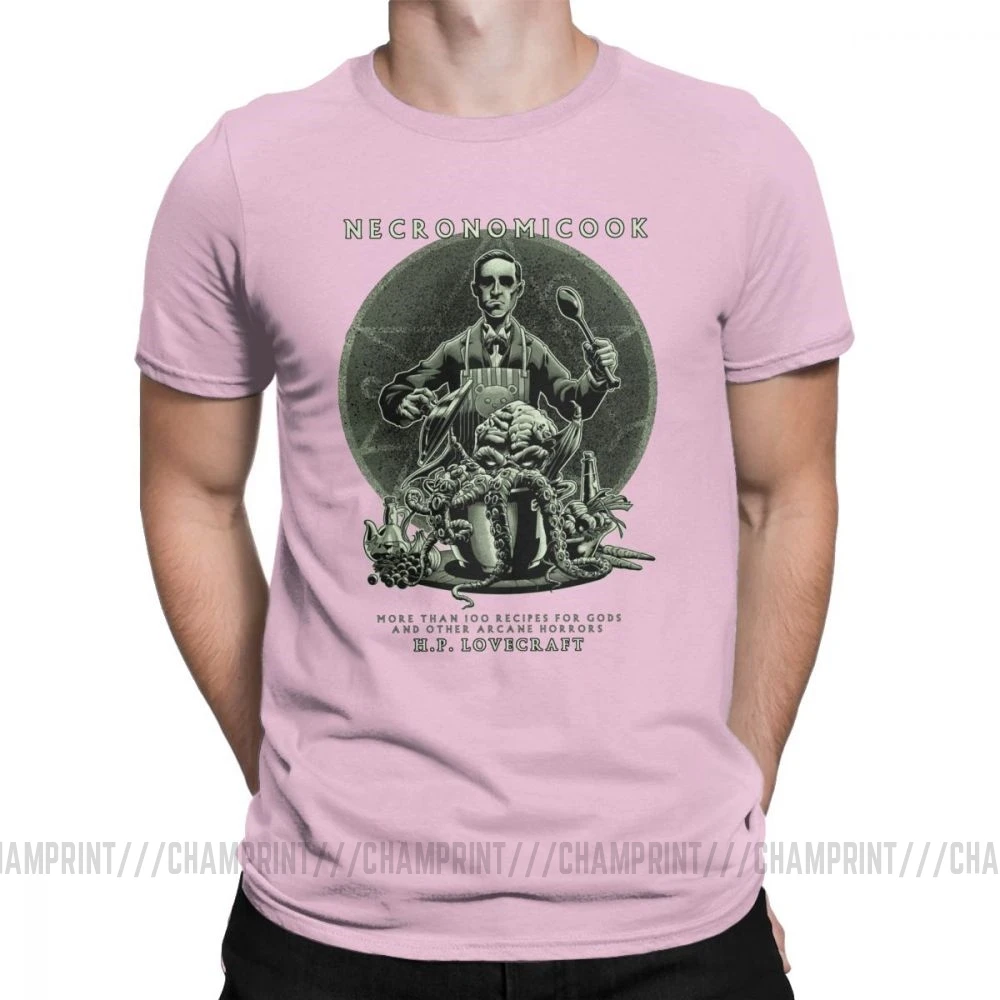 Мужские футболки Necronomicook Call Of Cthulhu, уникальные футболки с круглым вырезом, футболки из хлопка для взрослых - Цвет: Розовый