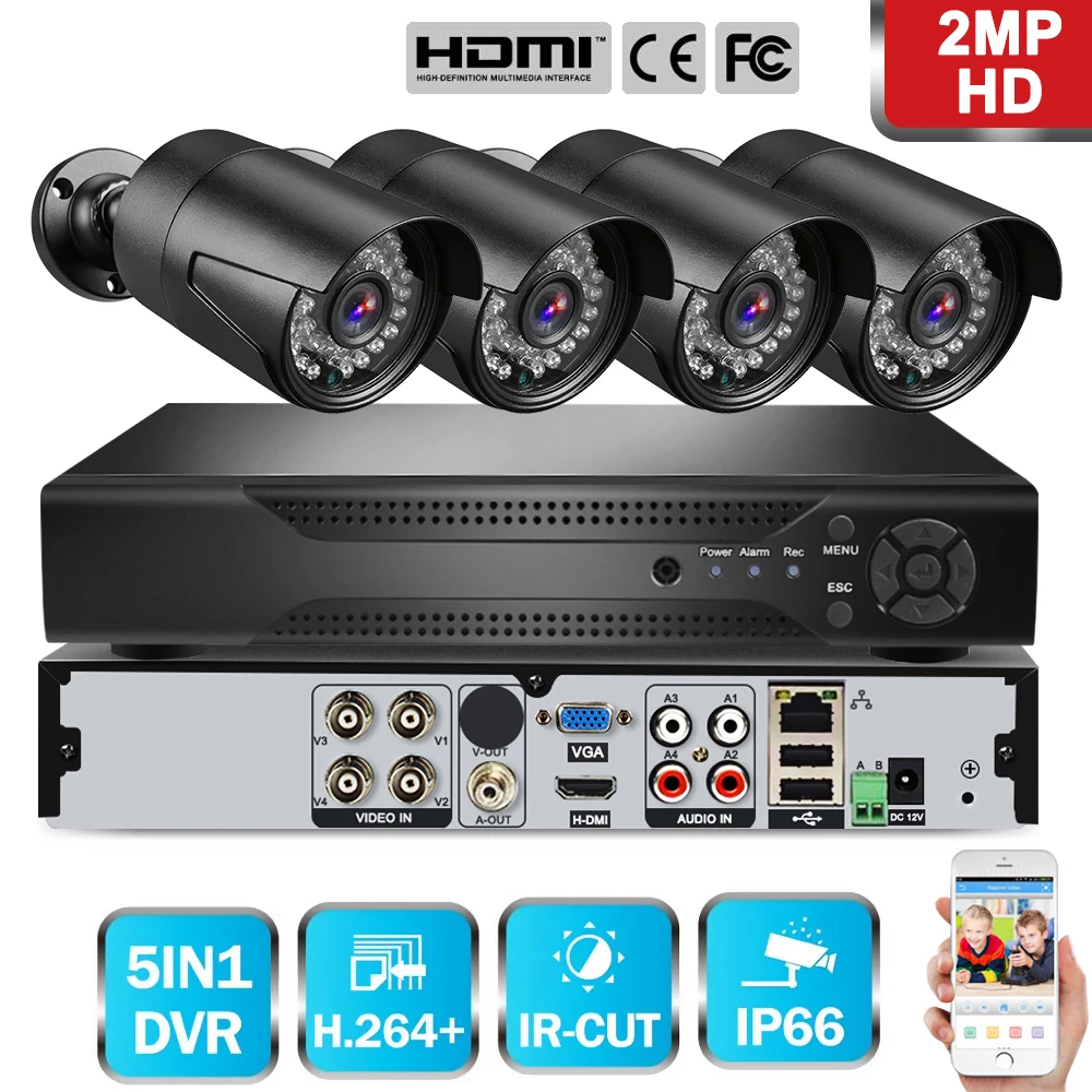 720/1080P 4CH AHD Survelliance Камера Безопасности DVR CCTV IP камера системы с 4 шт всепогодный Открытый IR-Cut US/UK/EU штекер