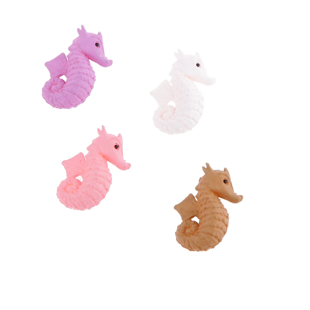 4pcs Micro Landscape Miniature Dollhouse Resin Seahorse Statue Bonsai Yard