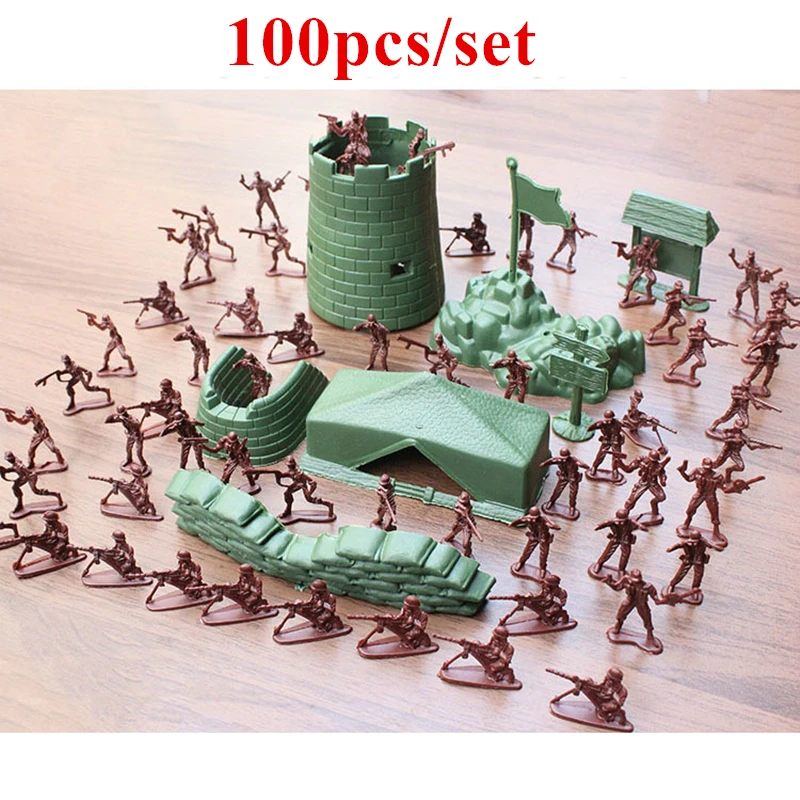 

100pcs/set 4cm Sandbox Simulation War Scenes Game FLAGSET Soldier Military Model Children Toy
