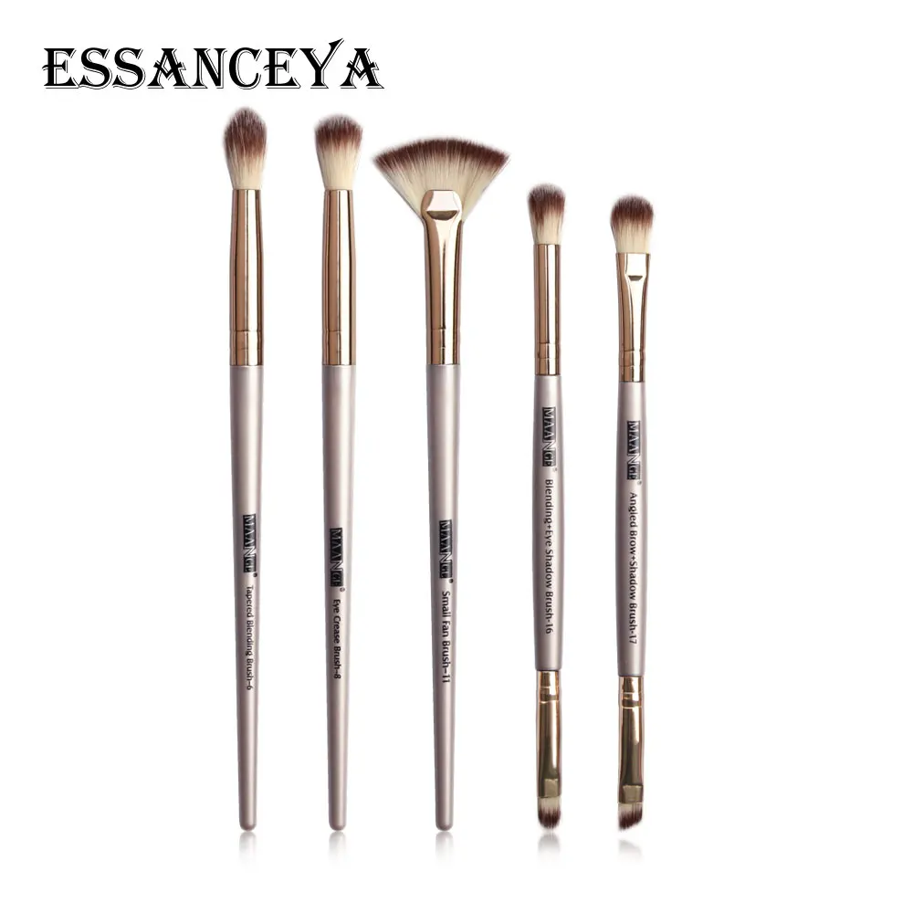5PCS Brown ESSANCEYA, новые кисти для макияжа, 3-12 шт., профессиональное смешивание теней для век, бровей, кисти для макияжа, набор для красоты - Handle Color: 5PCS Brown