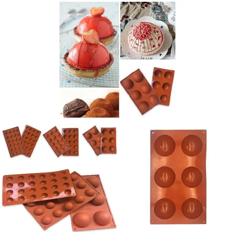 

3Pcs/Set Hemisphere Silicone Forms Silicone Mold Kit 6/15/24Holes Semicircle Bakeware for Cake Decor Pudding Chocolate